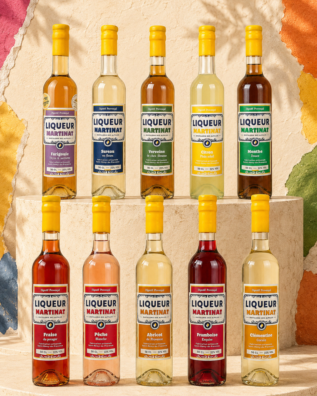 Sélection de liqueurs Martinat aux fruits et aux plantes