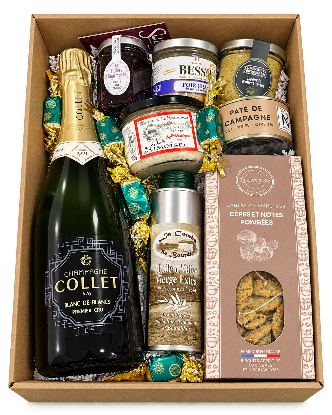 Panier garni Sueño avec champagne et produits gastronomiques